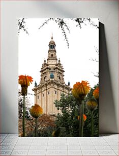 Πίνακας, Architectural Tower with Flowers Αρχιτεκτονικός Πύργος με λουλούδια