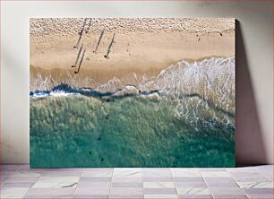 Πίνακας, Arial View of a Sandy Beach and Clear Blue Ocean Arial άποψη μιας αμμώδους παραλίας και του καταγάλανου ωκεανού