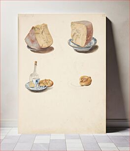 Πίνακας, Arrangement with cheese, schnapps and pretzels by Johanna Fosie
