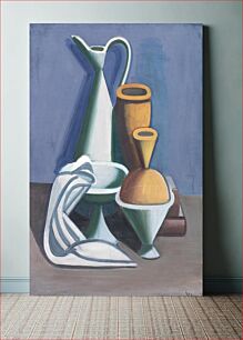 Πίνακας, Arrangement with watering can, towel and jars by Vilhelm Lundstrøm