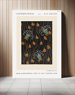 Πίνακας, Art Deco Flower pattern pochoir print in oriental style