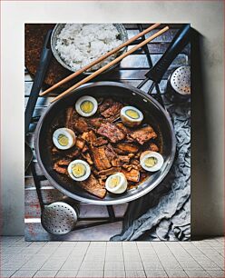 Πίνακας, Asian Cuisine with Boiled Eggs and Rice Ασιατική κουζίνα με βραστά αυγά και ρύζι