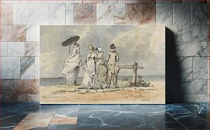 Πίνακας, At Brighton, 1804: Three Women, Child and Man Looking Out to Sea