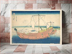 Πίνακας, At Sea off Kazusa (Kazusa no kairo), from the series Thirty-six Views of Mount Fuji (Fugaku sanjūrokkei)