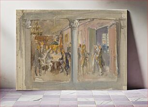 Πίνακας, Aurora-seura, harjoitelma helsingin yliopiston seinämaalaukseksi, 1915 - 1916, by Akseli Gallen-Kallela
