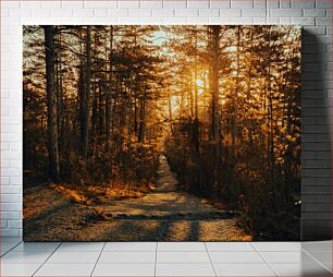 Πίνακας, Autumn Pathway at Sunset Φθινοπωρινό μονοπάτι στο ηλιοβασίλεμα