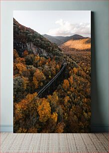 Πίνακας, Autumn Railway Through Mountains Φθινοπωρινός Σιδηρόδρομος Μέσα από Βουνά