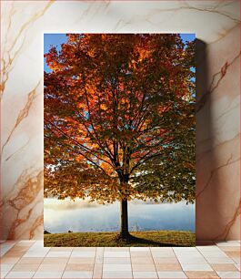 Πίνακας, Autumn Tree by the Lake Φθινοπωρινό δέντρο δίπλα στη λίμνη