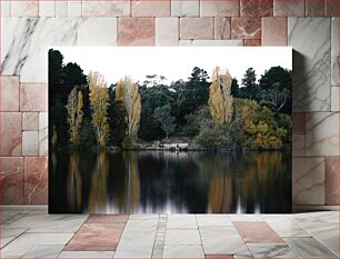 Πίνακας, Autumn Trees by the Lake Φθινοπωρινά δέντρα δίπλα στη λίμνη