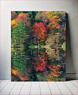 Πίνακας, Autumn Trees Reflecting in Lake Φθινοπωρινά δέντρα που αντανακλούν στη λίμνη