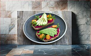 Πίνακας, Avocado and Beet Hummus Toast Τοστ χούμους αβοκάντο και τεύτλων