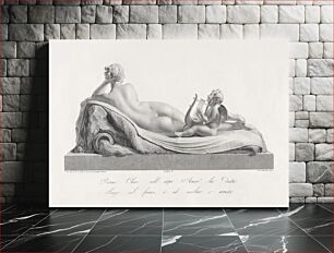 Πίνακας, Back view of Venus reclining accompanied by Cupid with a harp. from "Oeuvre de Canova: Recueil de Statues ..."(1817) by Domenico Marchetti