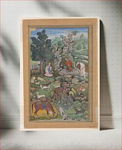Πίνακας, "Bahram Gur Sees a Herd of Deer Mesmerized by Dilaram' s Music", Folio from a Khamsa (Quintet) of Amir Khusrau Dihlavi, Amir Khusrau Dihlavi (author)
