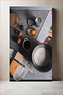 Πίνακας, Baking Ingredients on a Kitchen Counter Υλικά ψησίματος σε πάγκο κουζίνας