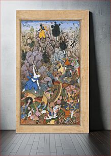 Πίνακας, "Balarama and Krishna Fighting the Enemy", Folio from a Harivamsa (The Legend of Hari (Krishna)), ca. 1590–95
