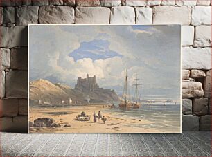Πίνακας, Bamborough Castle from the Northeast, with Holy Island in the Distance, Northumberland by John Varley
