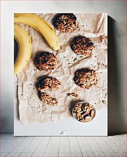 Πίνακας, Banana Cookies and Nuts Μπισκότα μπανάνας και ξηροί καρποί