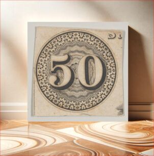 Πίνακας, Banknote motif: the number 50 against an ornamental lathe work rondel resembling lace