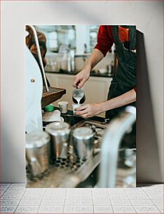 Πίνακας, Barista Making Coffee Barista Φτιάχνει Καφέ