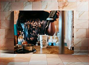 Πίνακας, Barista Preparing Drink in Cafe Barista ετοιμάζει ποτό στο Cafe