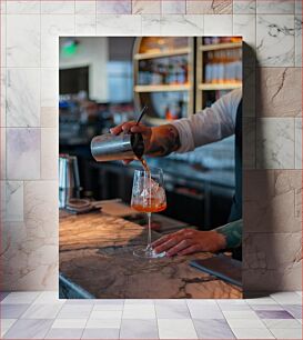 Πίνακας, Bartender Preparing a Drink Μπάρμαν που ετοιμάζει ένα ποτό