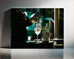 Πίνακας, Bartender Preparing a Drink Μπάρμαν που ετοιμάζει ένα ποτό