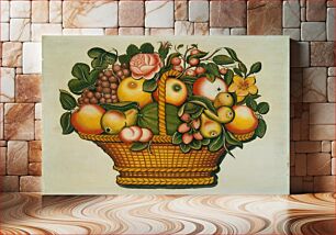 Πίνακας, Basket of Fruit with Flowers (ca. 1830) by American 19th Century