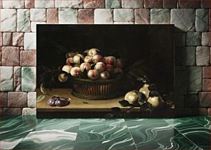 Πίνακας, Basket of Peaches, with Quinces, and Plums by Louise Moillon