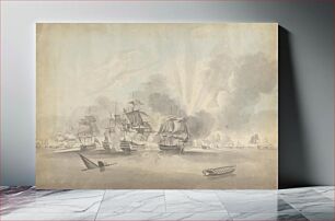 Πίνακας, Battle Scene: Battleships, Frigates and Corvettes; Sinking Boat and Rowboat