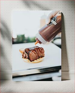 Πίνακας, BBQ Sauce on Beef Brisket Sandwich Σάλτσα BBQ σε σάντουιτς με μοσχαρίσιο ψαρονέφρι