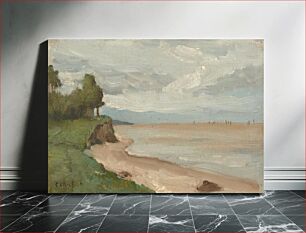 Πίνακας, Beach near Etretat (ca. 1872) by Jean Baptiste Camille Corot