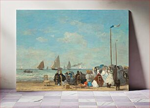 Πίνακας, Beach Scene at Trouville (1863) by Eugène Boudi