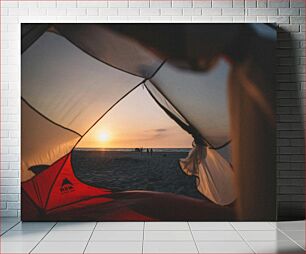 Πίνακας, Beach Sunset from a Tent Παραλία ηλιοβασίλεμα από σκηνή