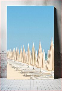 Πίνακας, Beach Umbrellas Under Clear Sky Ομπρέλες παραλίας κάτω από καθαρό ουρανό