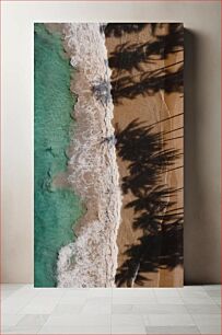 Πίνακας, Beach with Palm Tree Shadows Παραλία με Σκιές Φοινίκων