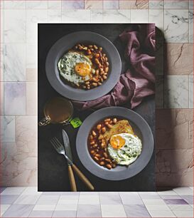 Πίνακας, Beans and Fried Egg Breakfast Πρωινό με φασόλια και τηγανητά αυγά