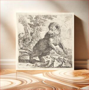 Πίνακας, Bear chased by dogs, Abraham Hondius
