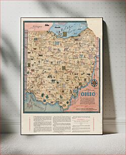 Πίνακας, Being a cartograph of Ohio : the oldest state west of the thirteen original colonies; now the fourth state in the Union in population; third in manufacture; sixth in minerals mined; and among the foremost in agr