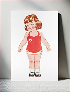 Πίνακας, Betty paper doll with head turned to the left (1945–1947), vintage little girl illustration