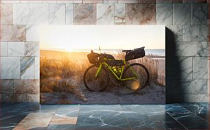 Πίνακας, Bicycle on a Sandy Beach at Sunset Ποδήλατο σε μια αμμώδη παραλία στο ηλιοβασίλεμα