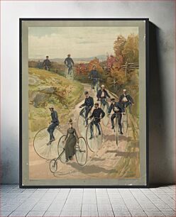 Πίνακας, Bicycling / Hy Sandham ; aquarelle print by L. Prang & Co