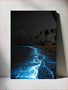 Πίνακας, Bioluminescent Beach at Night Βιοφωταύγεια παραλία τη νύχτα