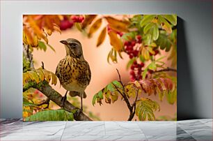 Πίνακας, Bird Among Autumn Foliage Πουλί ανάμεσα στα φυλλώματα του φθινοπώρου
