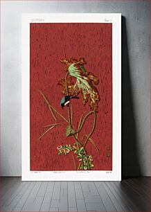 Πίνακας, Bird and plant print design from section V plate V. by G.A. Audsley-Japanese illustration