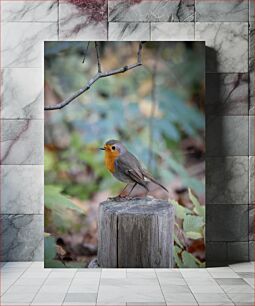 Πίνακας, Bird on a Tree Stump Πουλί σε κούτσουρο δέντρου
