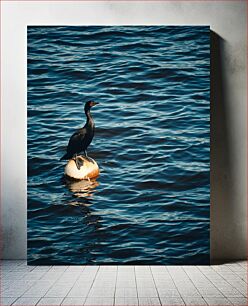 Πίνακας, Bird on Buoy in Water Πουλί στη σημαδούρα στο νερό