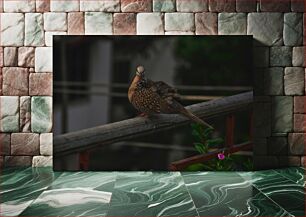 Πίνακας, Bird Perched on Railing Πουλί σκαρφαλωμένο σε κιγκλίδωμα