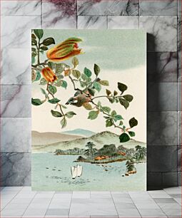 Πίνακας, Bird perching on tree top, vintage Japanese animal painting by G.A. Audsley-Japanese illustration