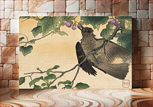 Πίνακας, Bird picking grapes (1900 - 1940) vintage Ukiyo-e style