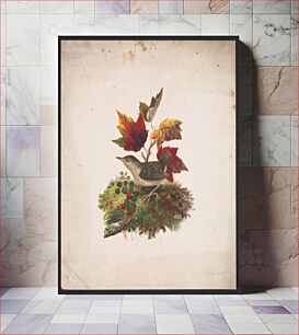 Πίνακας, [Bird with autumn foliage]